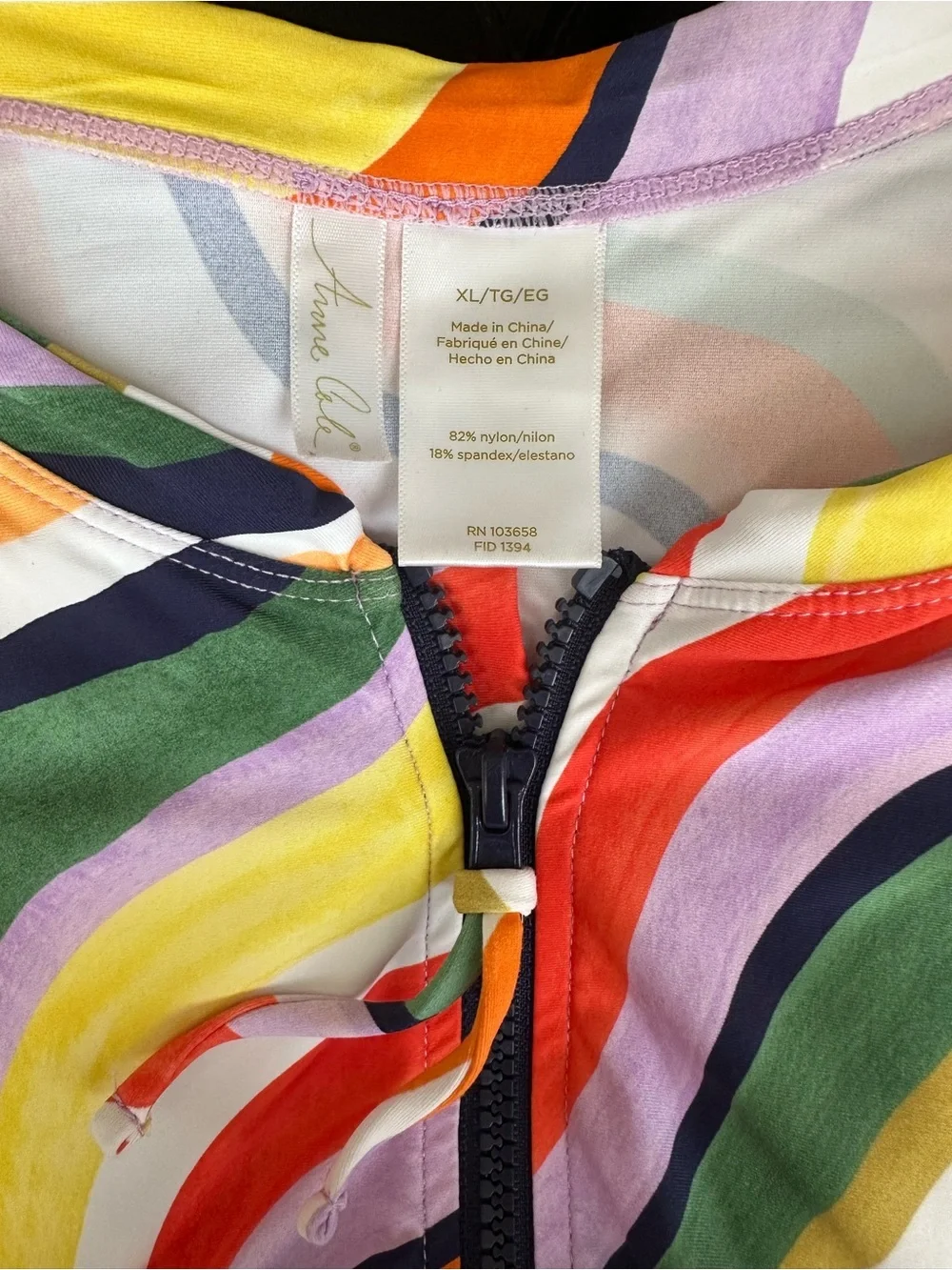 Anne Cole 3-Piece Rainbow Wave Swimsuit Set Cover-Up Swim Skirt L/XL.